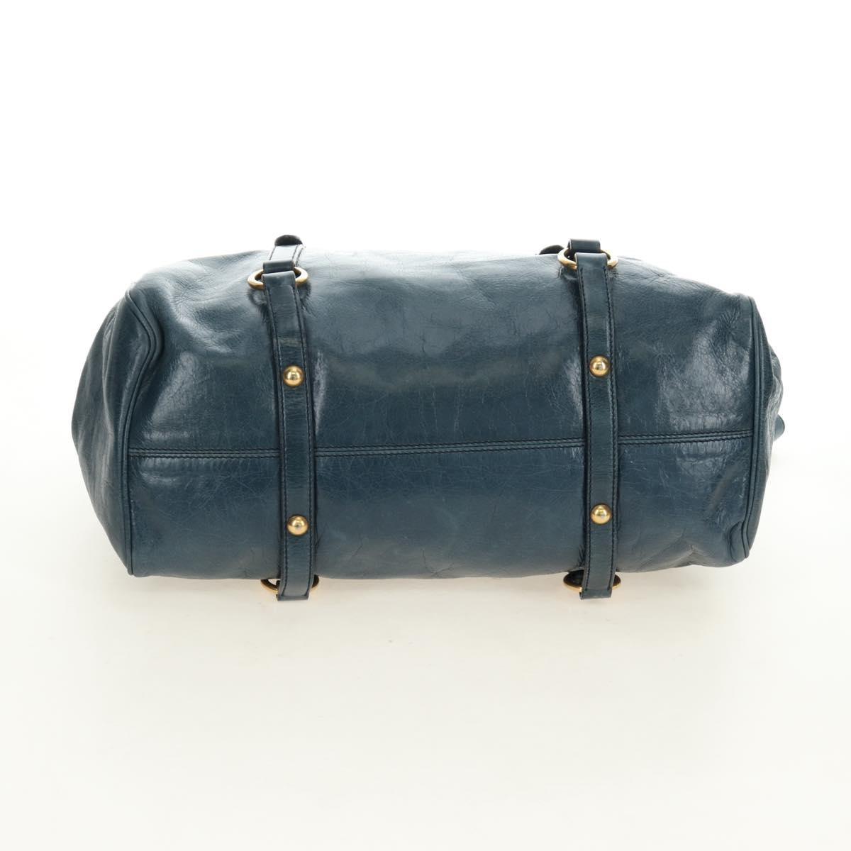 Miu Miu Hand Bag Leather 2way Blue Gold Auth ki6671SAM