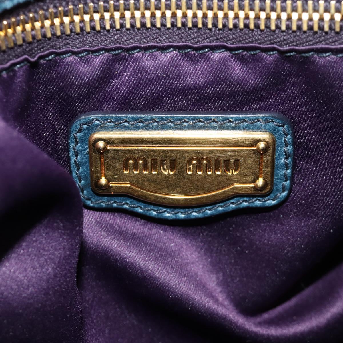 Miu Miu Hand Bag Leather 2way Blue Gold Auth ki6671SAM