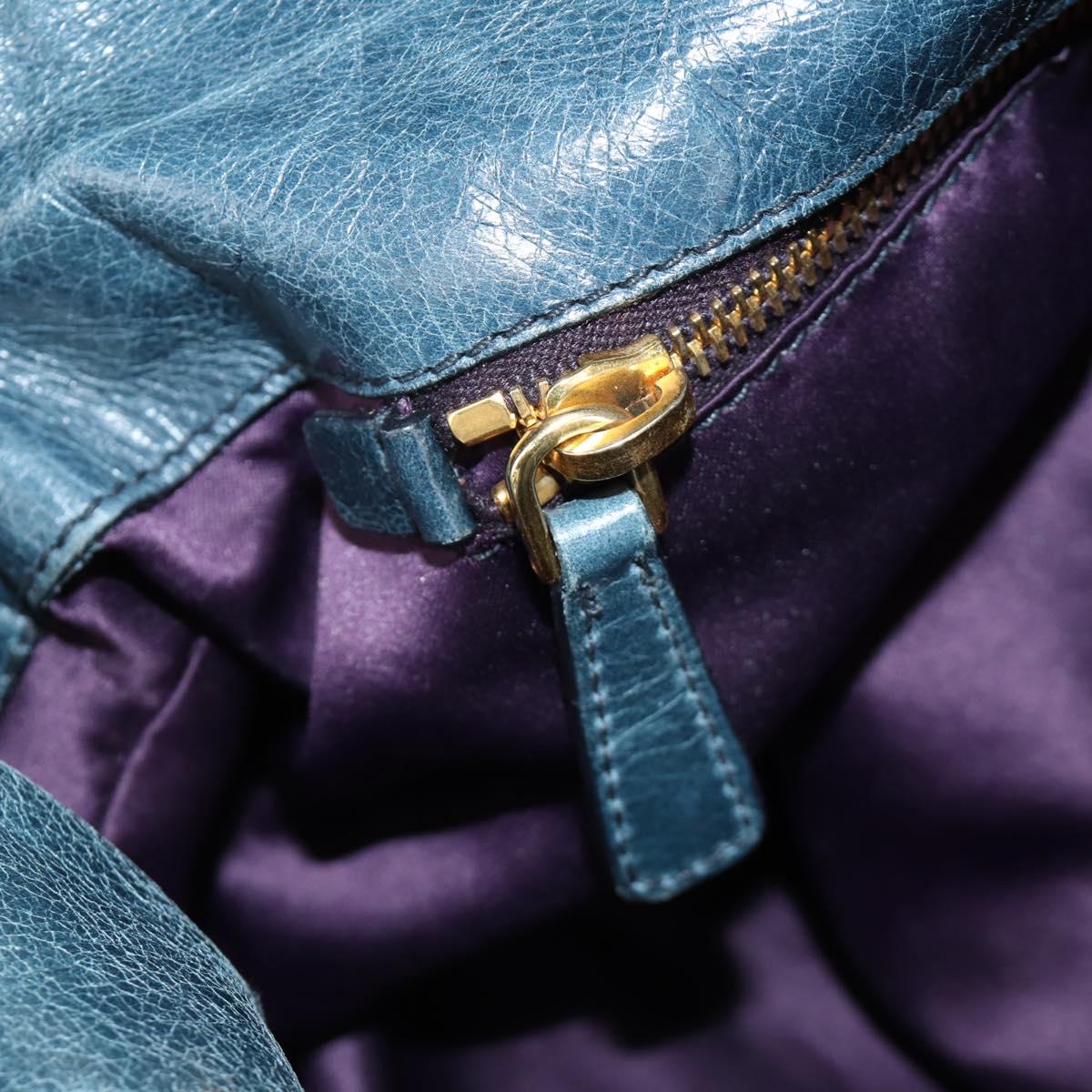 Miu Miu Hand Bag Leather 2way Blue Gold Auth ki6671SAM