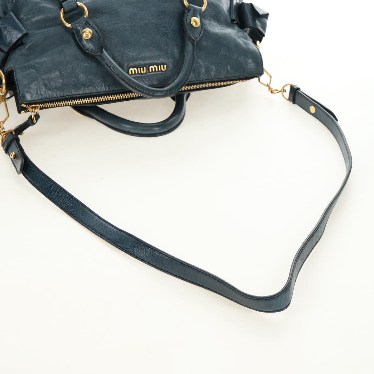 Miu Miu Hand Bag Leather 2way Blue Gold Auth ki6671SAM