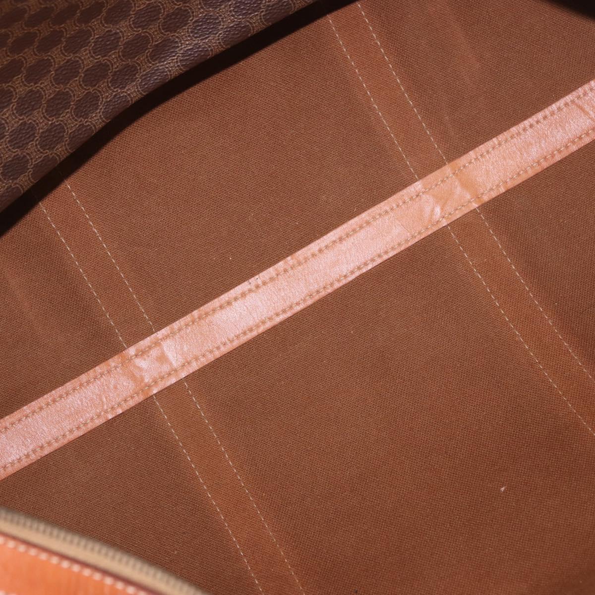CELINE Macadam Canvas Boston Bag PVC Leather Brown Gold Auth ki6673