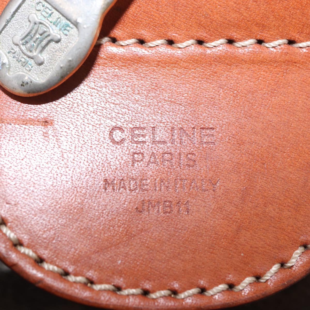 CELINE Macadam Canvas Boston Bag PVC Leather Brown Gold Auth ki6673