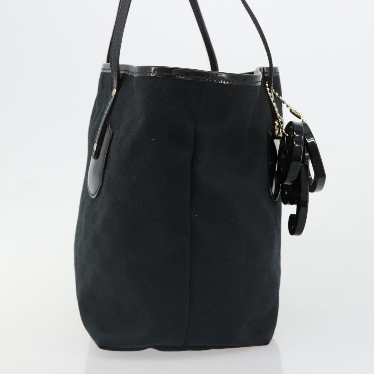 GUCCI GG Canvas Tote Bag Black Gold 211976 Auth ki6677A