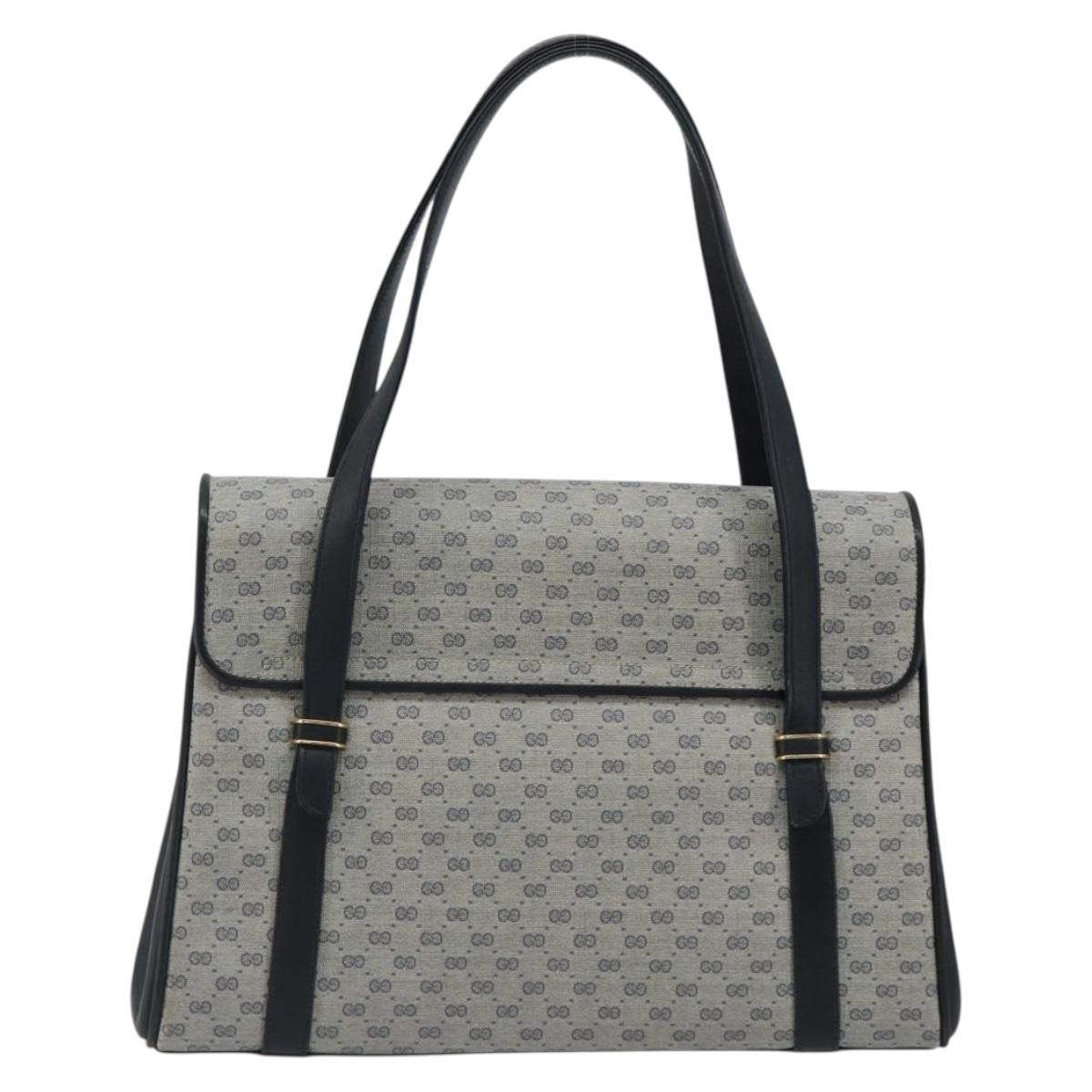 GUCCI Micro GG Supreme Hand Bag PVC Navy Gold 000 46 4857 Auth ki6678A