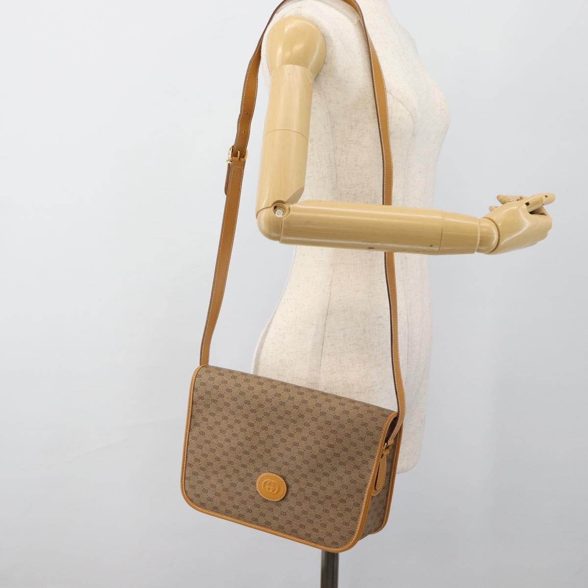 GUCCI Micro GG Supreme Shoulder Bag PVC Beige Gold 001 104 0915 Auth ki6679A