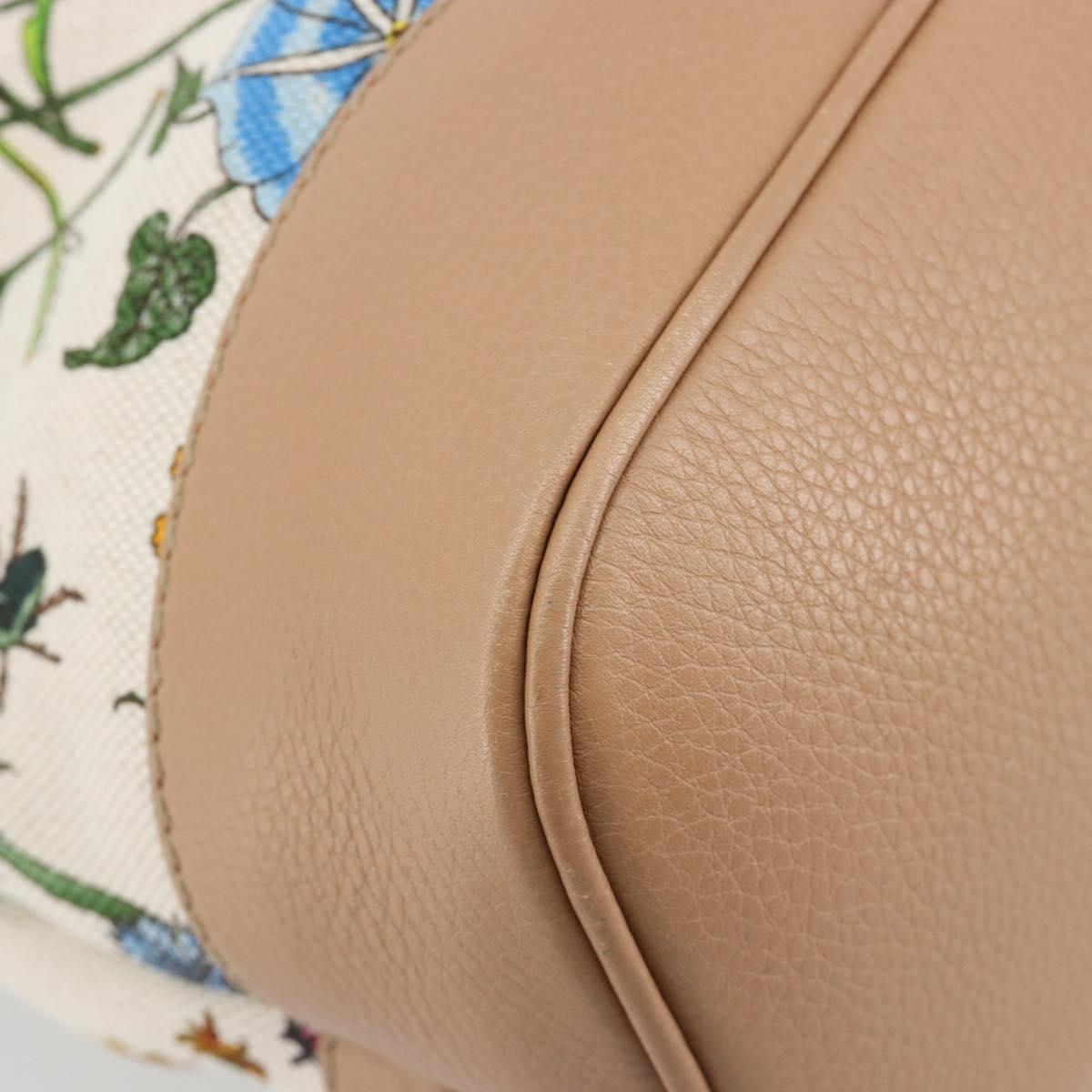 GUCCI Flora Tote Bag Canvas Beige Gold 358470 Auth ki6680V