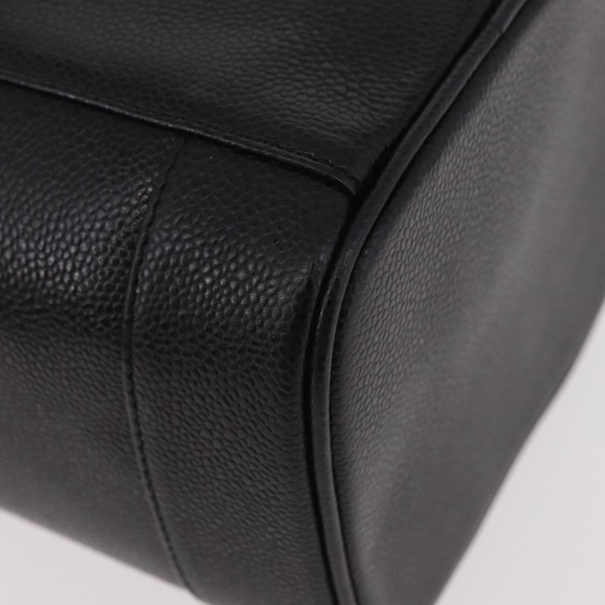 CHANEL COCO Mark Vanity Hand Bag Caviar Skin Black Gold CC Auth ki6681M