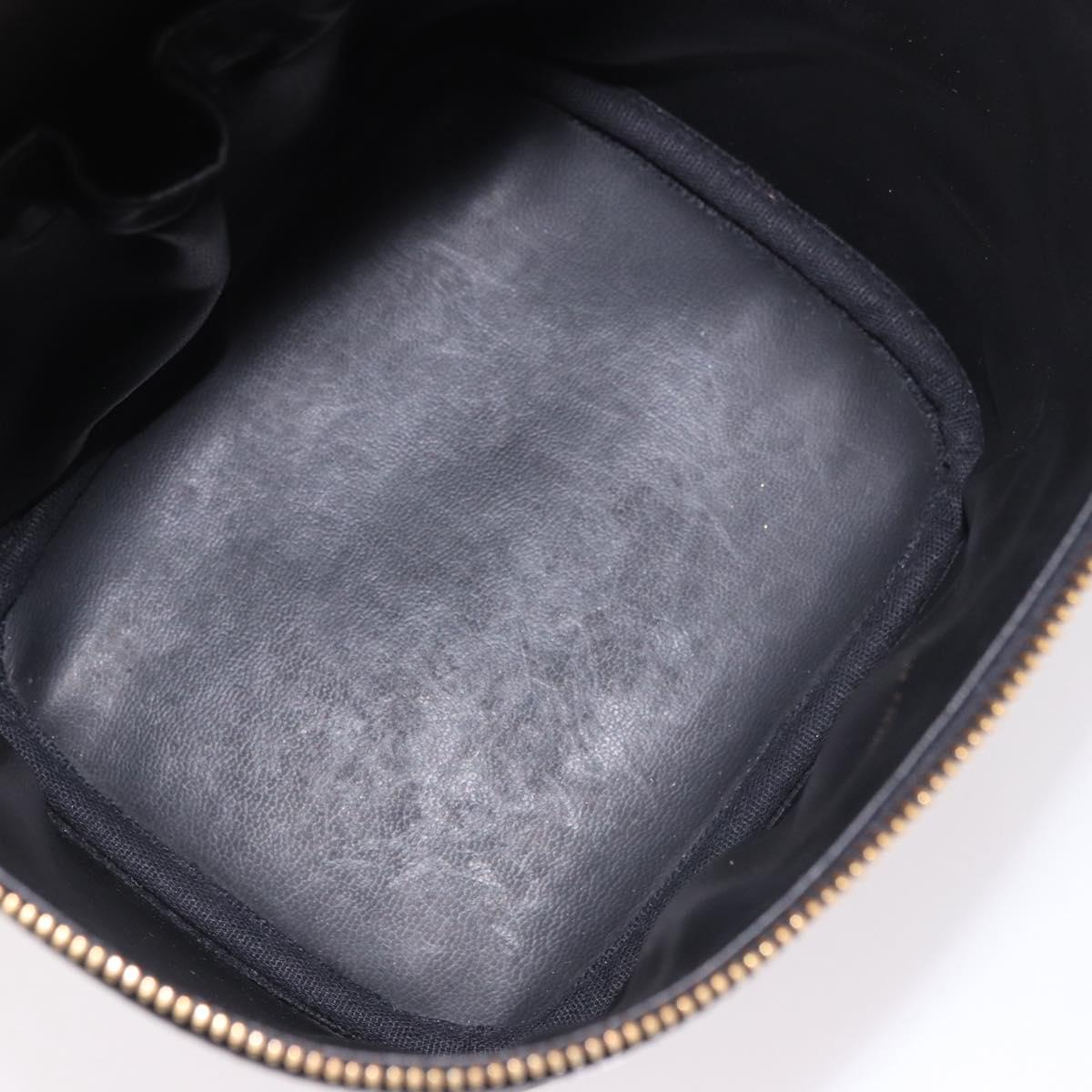 CHANEL COCO Mark Vanity Hand Bag Caviar Skin Black Gold CC Auth ki6681M