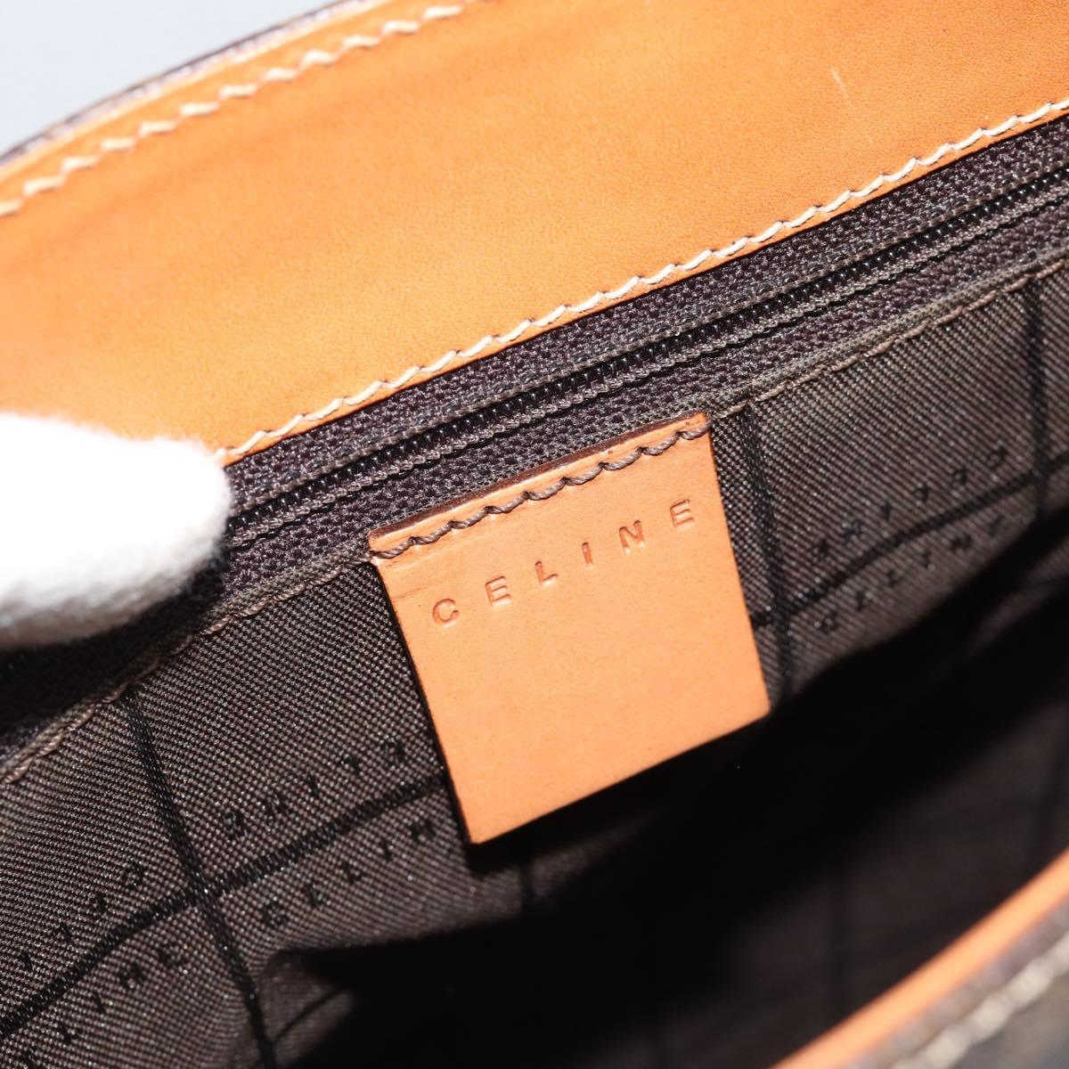 CELINE Macadam Canvas Shoulder Bag PVC Leather Brown Gold Auth ki6682A