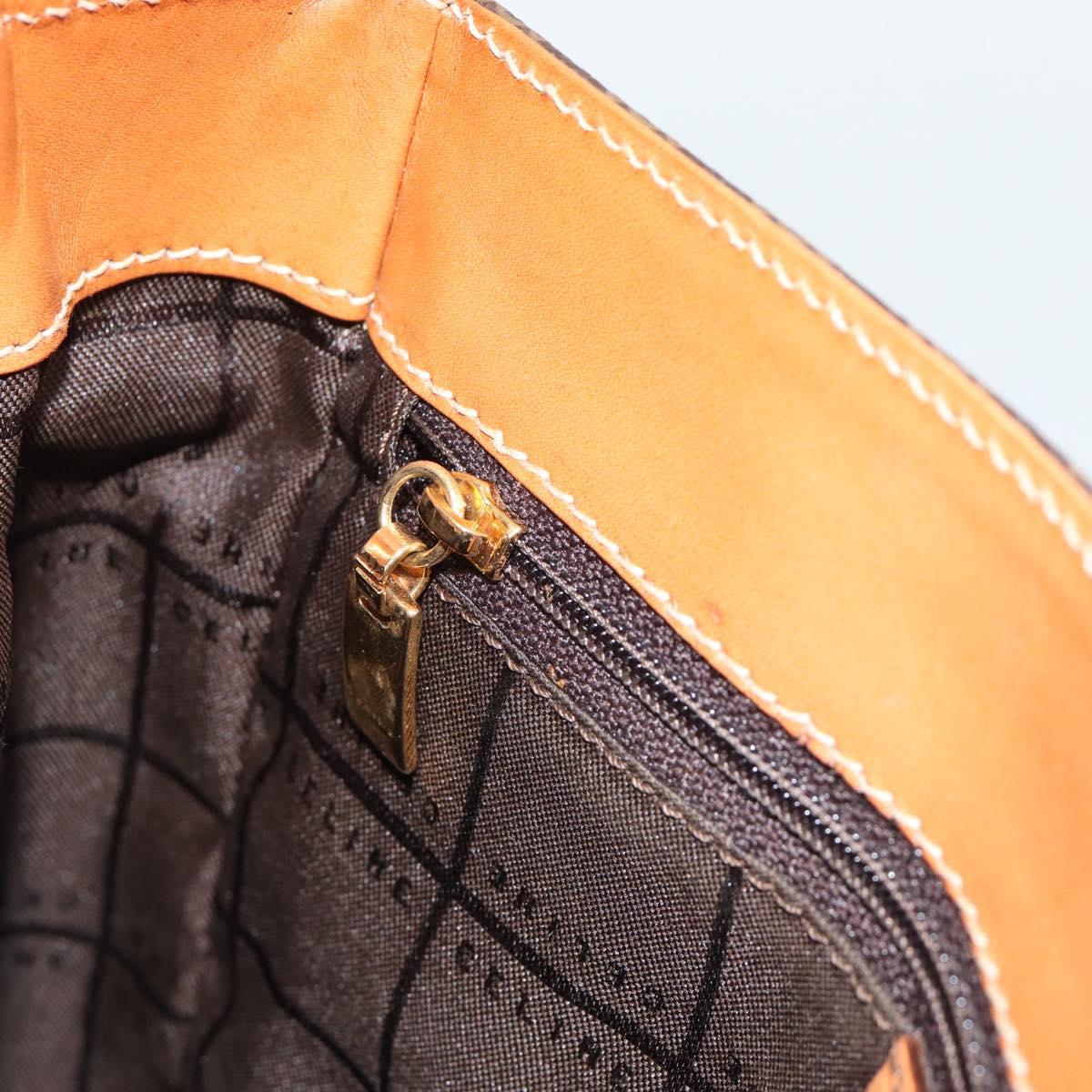 CELINE Macadam Canvas Shoulder Bag PVC Leather Brown Gold Auth ki6682A