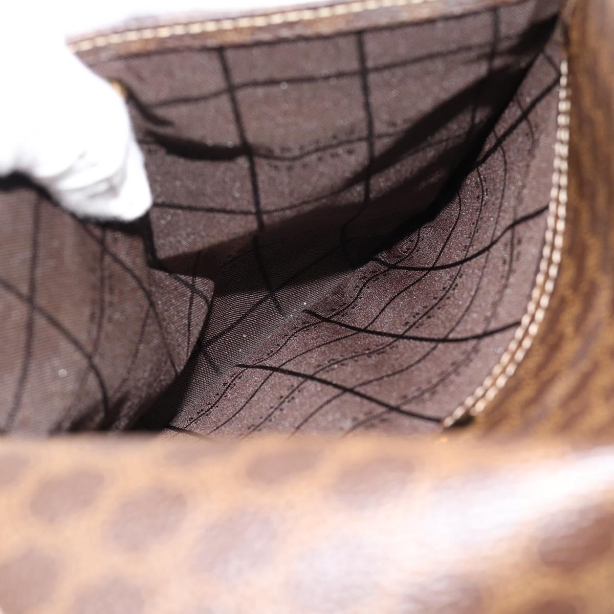 CELINE Macadam Canvas Shoulder Bag PVC Leather Brown Gold Auth ki6682A