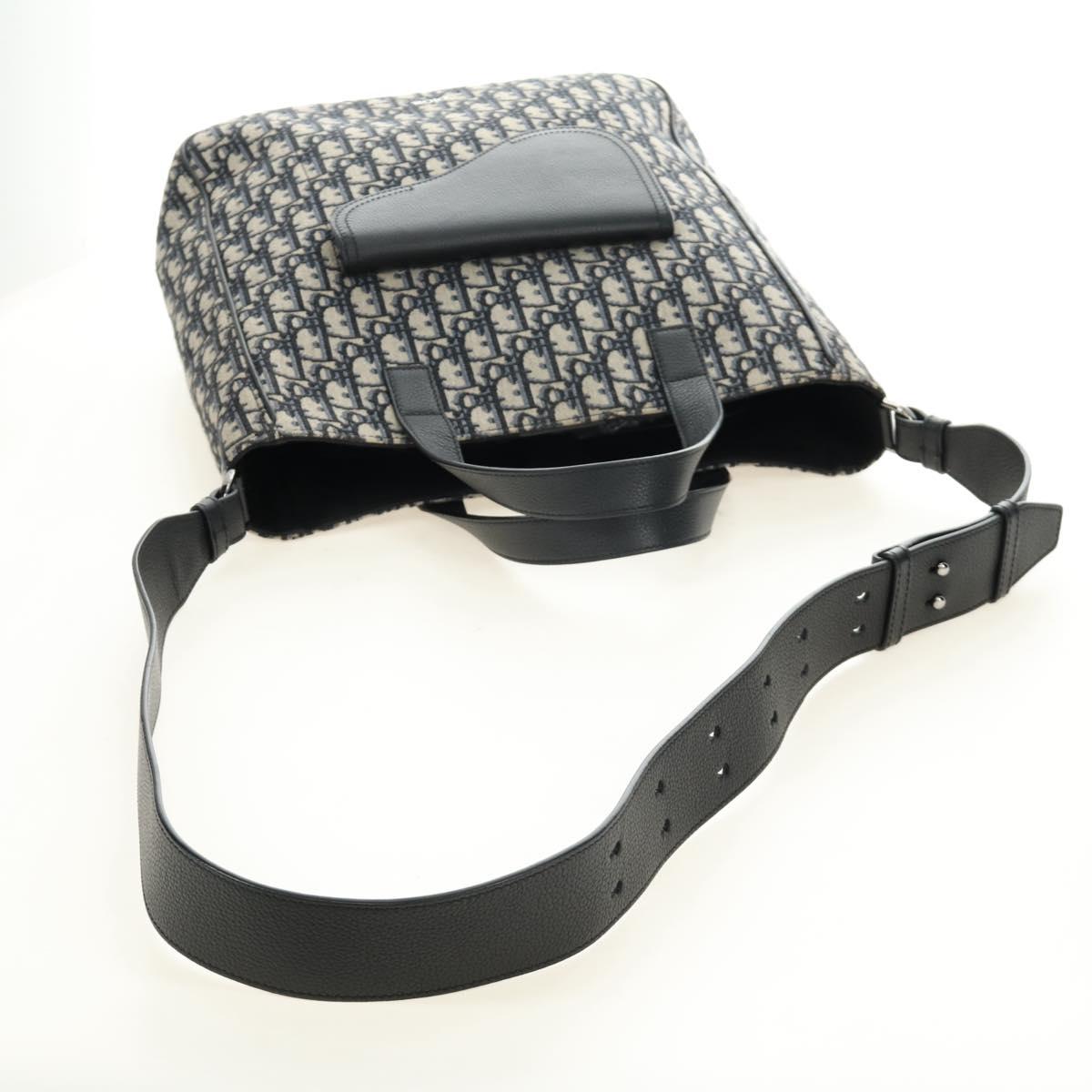 Christian Dior Trotter Canvas Hand Bag 2way Navy Silver Auth ki6683SAM
