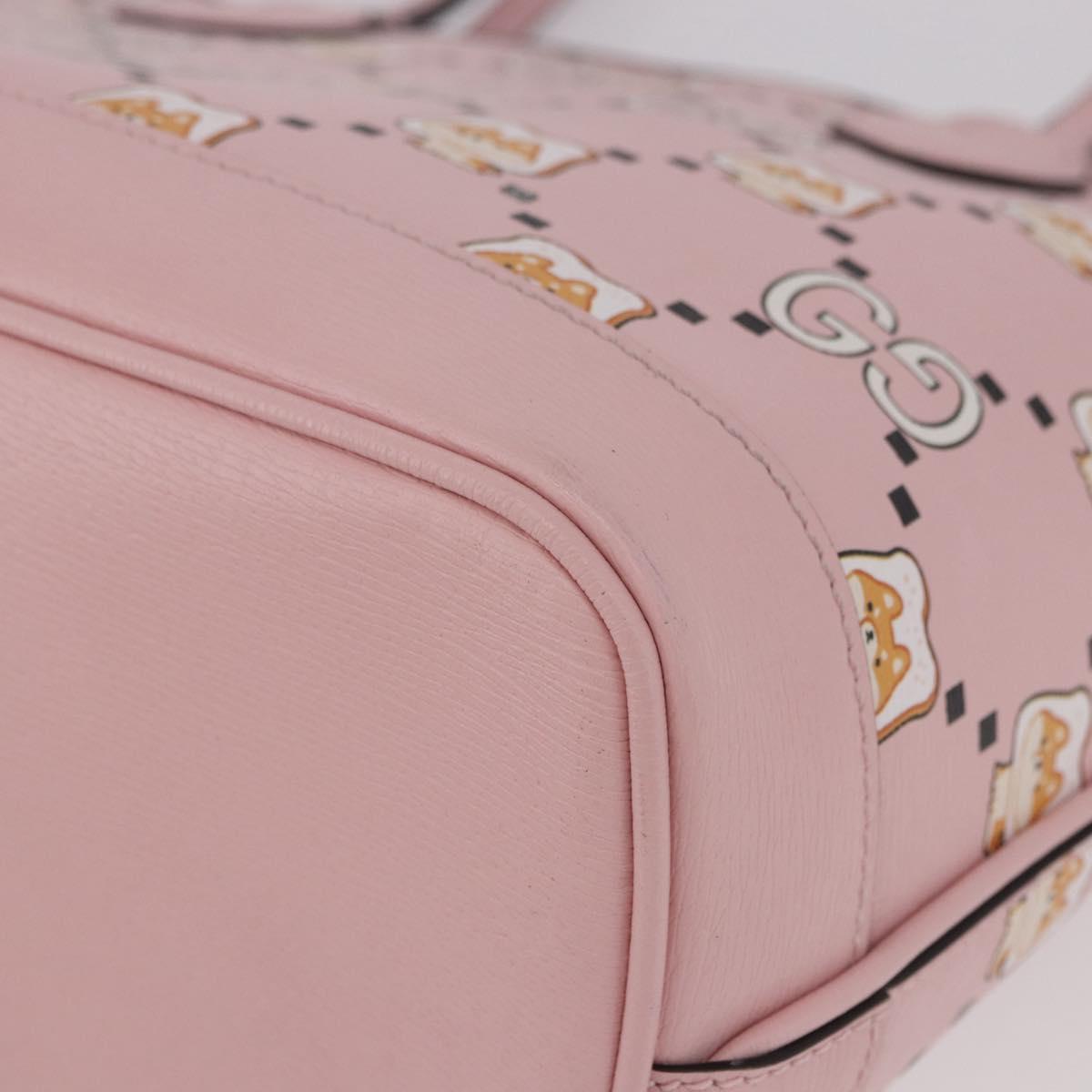 GUCCI Pikarar KAWAII GG Animal Tote Bag Leather Pink 726762 Auth ki6684M