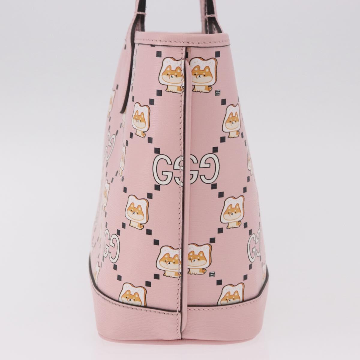 GUCCI Pikarar KAWAII GG Animal Tote Bag Leather Pink 726762 Auth ki6684M