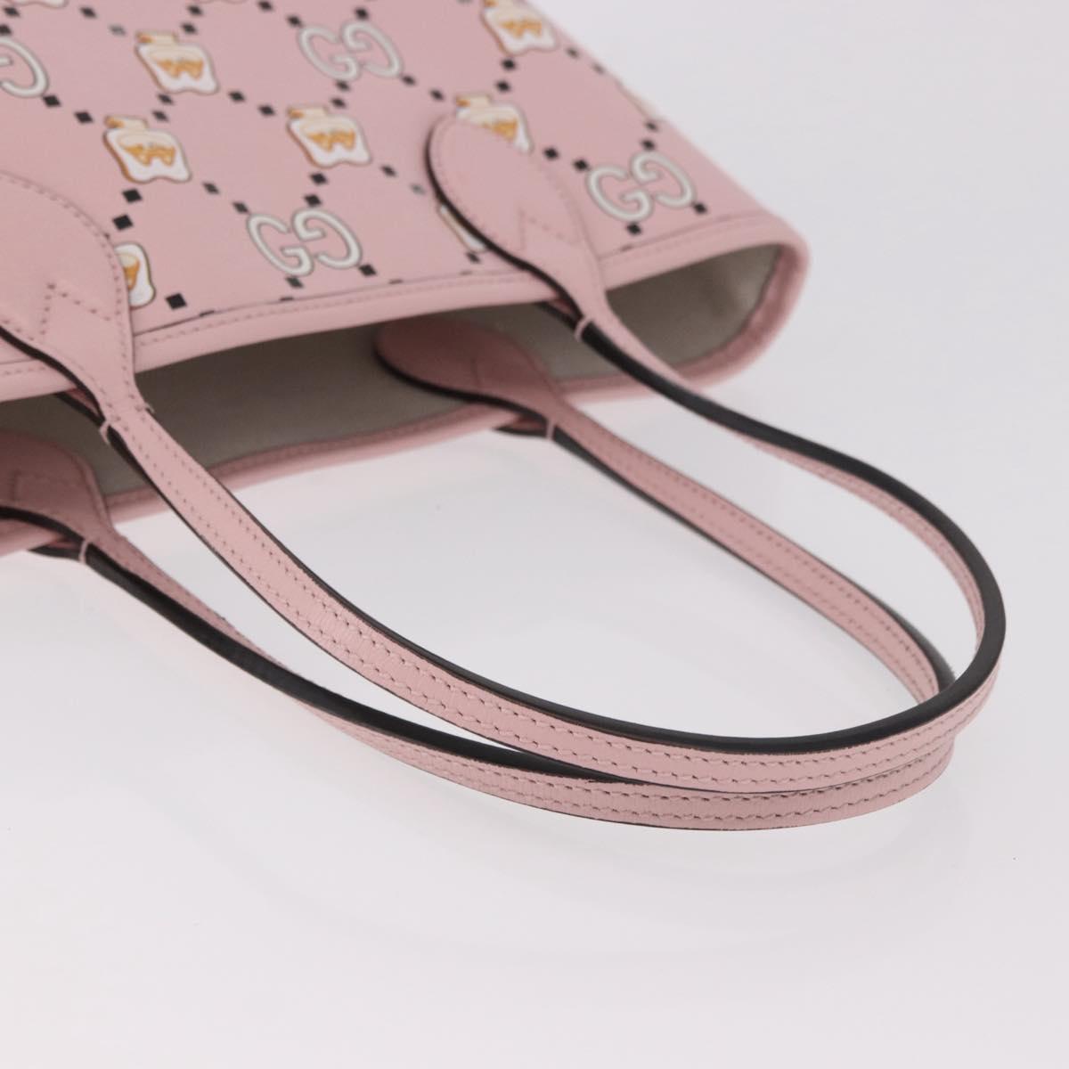 GUCCI Pikarar KAWAII GG Animal Tote Bag Leather Pink 726762 Auth ki6684M