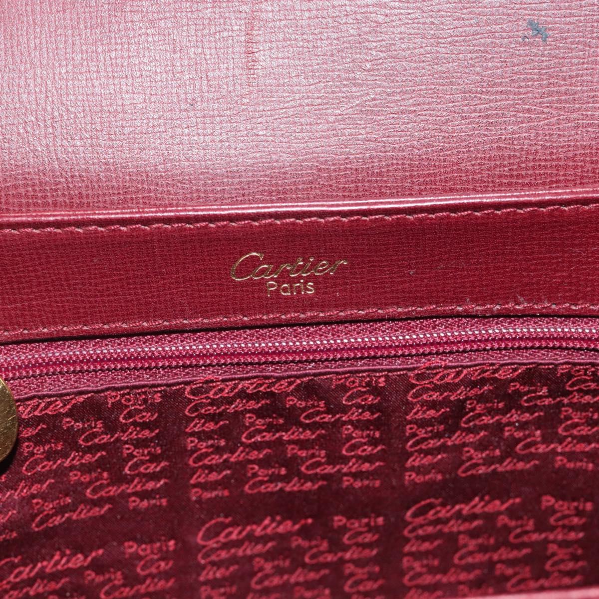 CARTIER Must Line Shoulder Bag Leather Bordeaux Gold Auth ki6688A