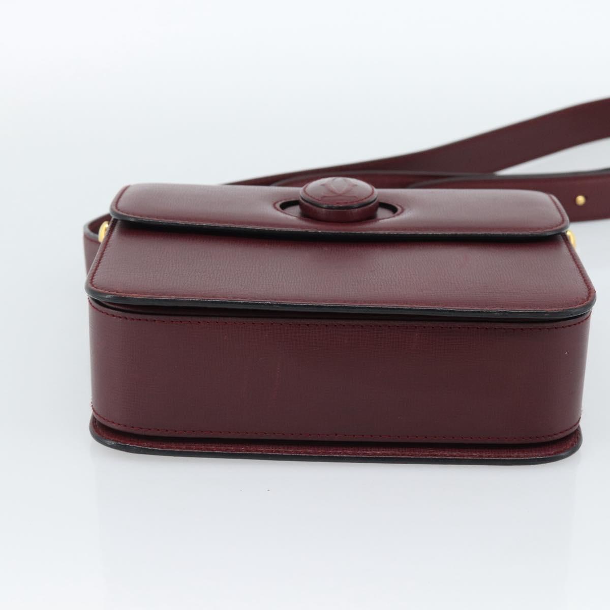 CARTIER Must Line Shoulder Bag Leather Bordeaux Gold Auth ki6688A