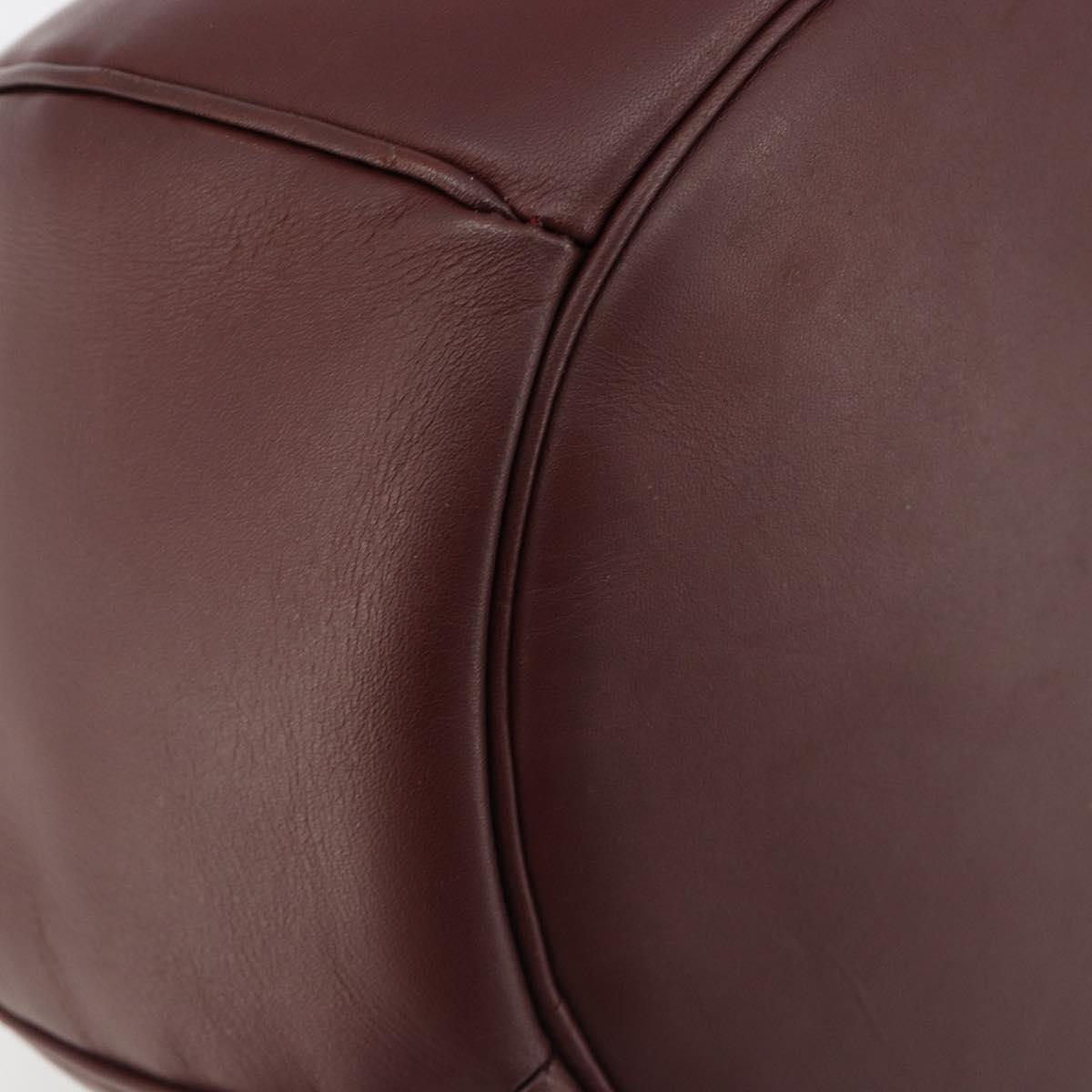 CARTIER Must Line Shoulder Bag Leather Bordeaux Gold Auth ki6690A