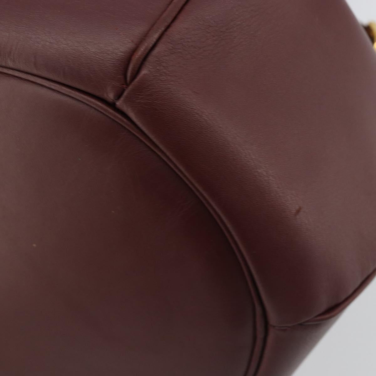CARTIER Must Line Shoulder Bag Leather Bordeaux Gold Auth ki6690A