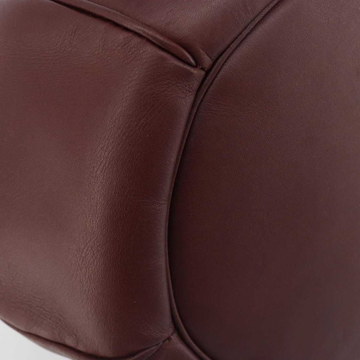CARTIER Must Line Shoulder Bag Leather Bordeaux Gold Auth ki6690A
