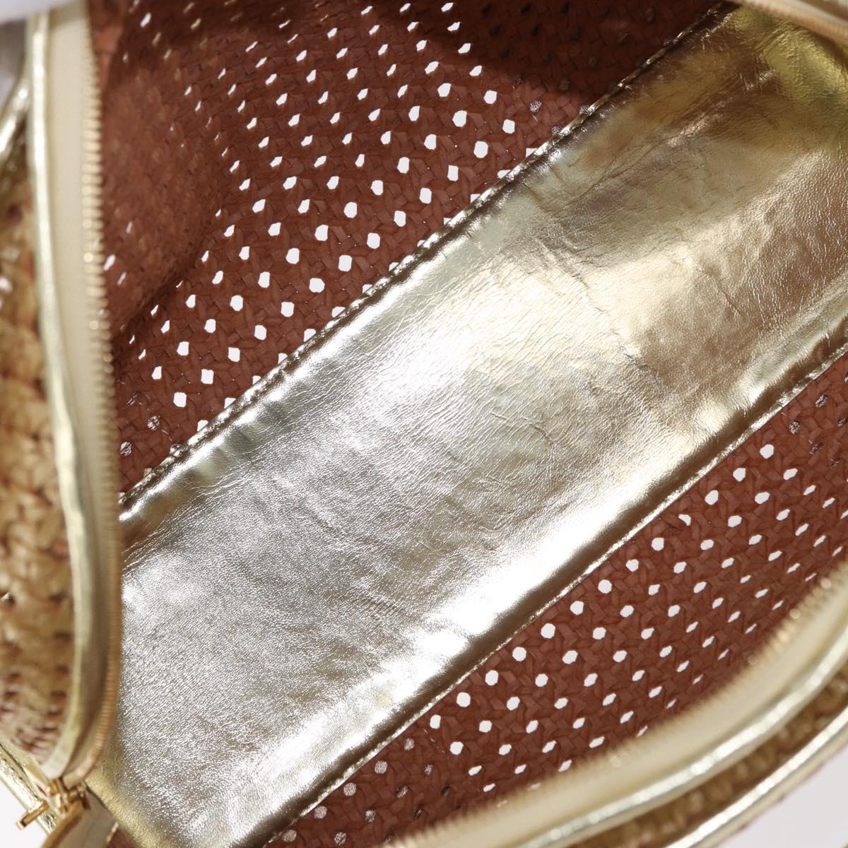 LOEWE Amazonas Hand Bag Rattan Gold Beige Auth ki6694M