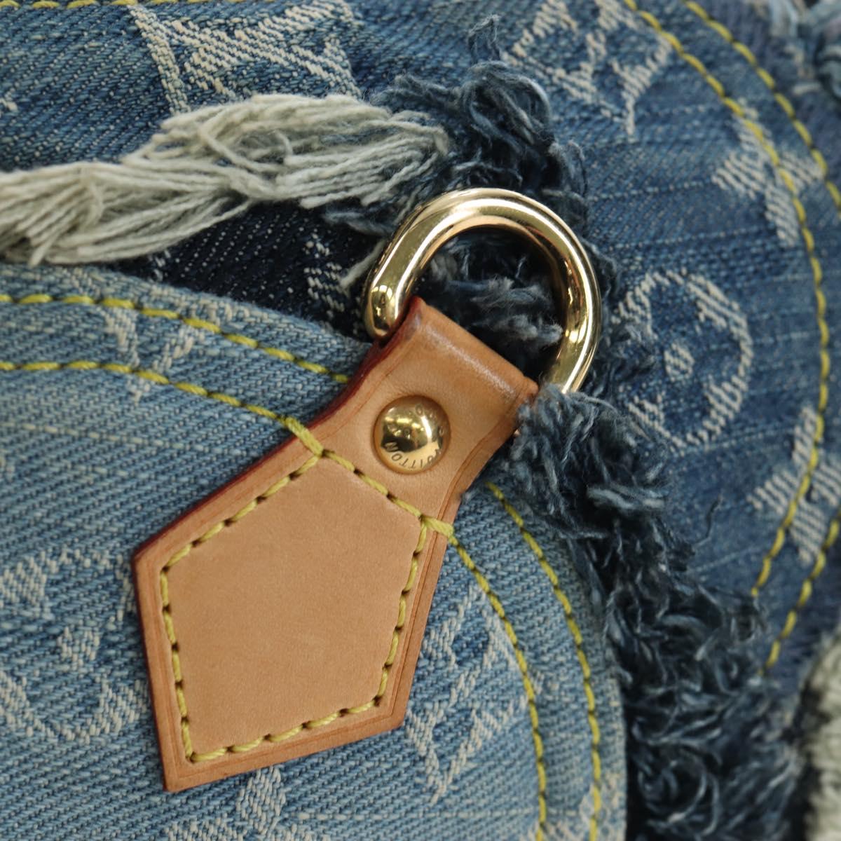 LOUIS VUITTON Monogram Denim Patchwork Pouchy Bag Blue M92382 LV Auth ki6696M