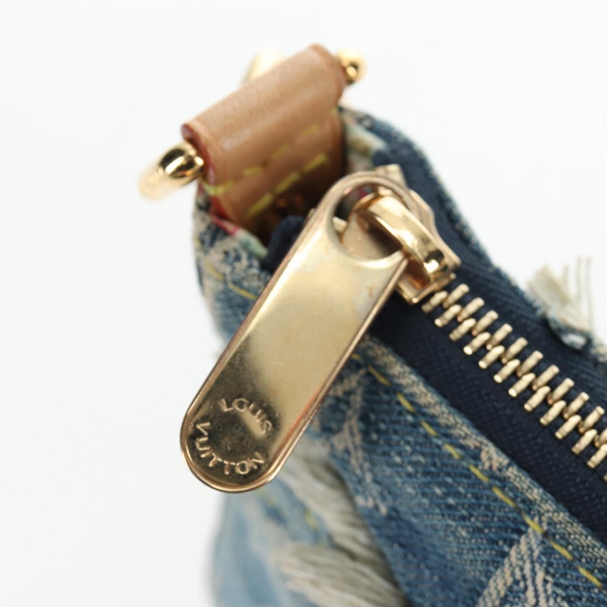 LOUIS VUITTON Monogram Denim Patchwork Pouchy Bag Blue M92382 LV Auth ki6696M