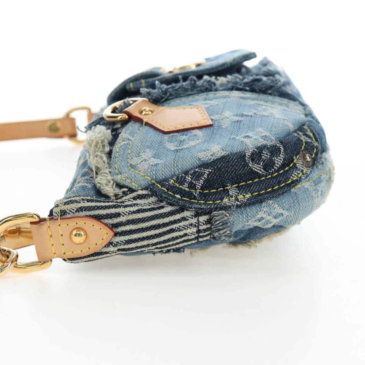 LOUIS VUITTON Monogram Denim Patchwork Pouchy Bag Blue M92382 LV Auth ki6696M