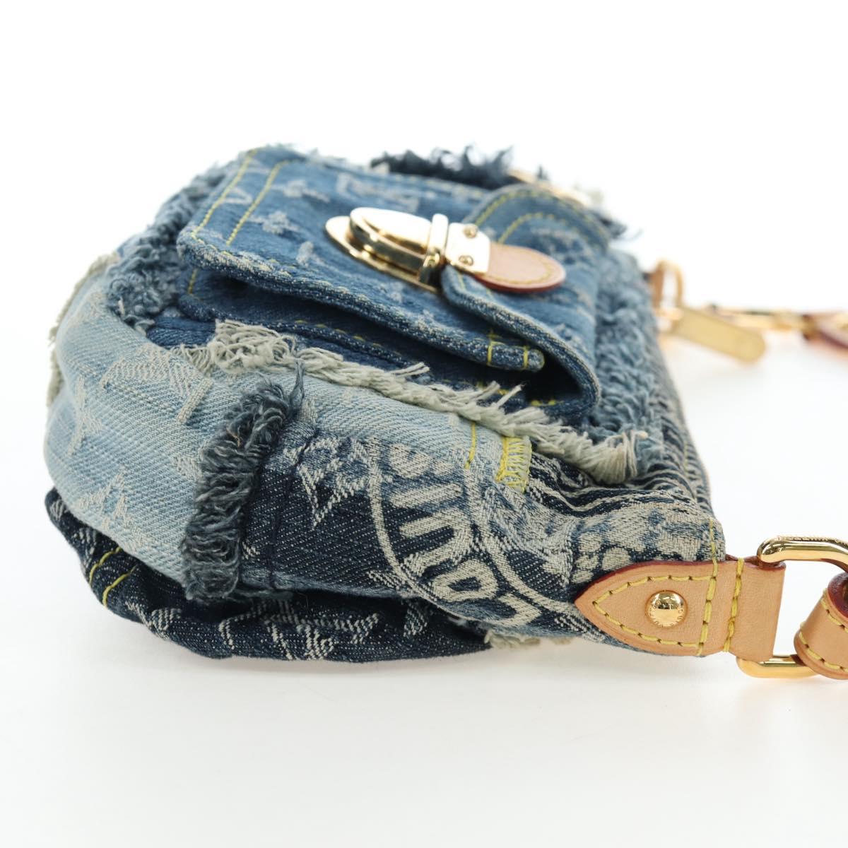 LOUIS VUITTON Monogram Denim Patchwork Pouchy Bag Blue M92382 LV Auth ki6696M