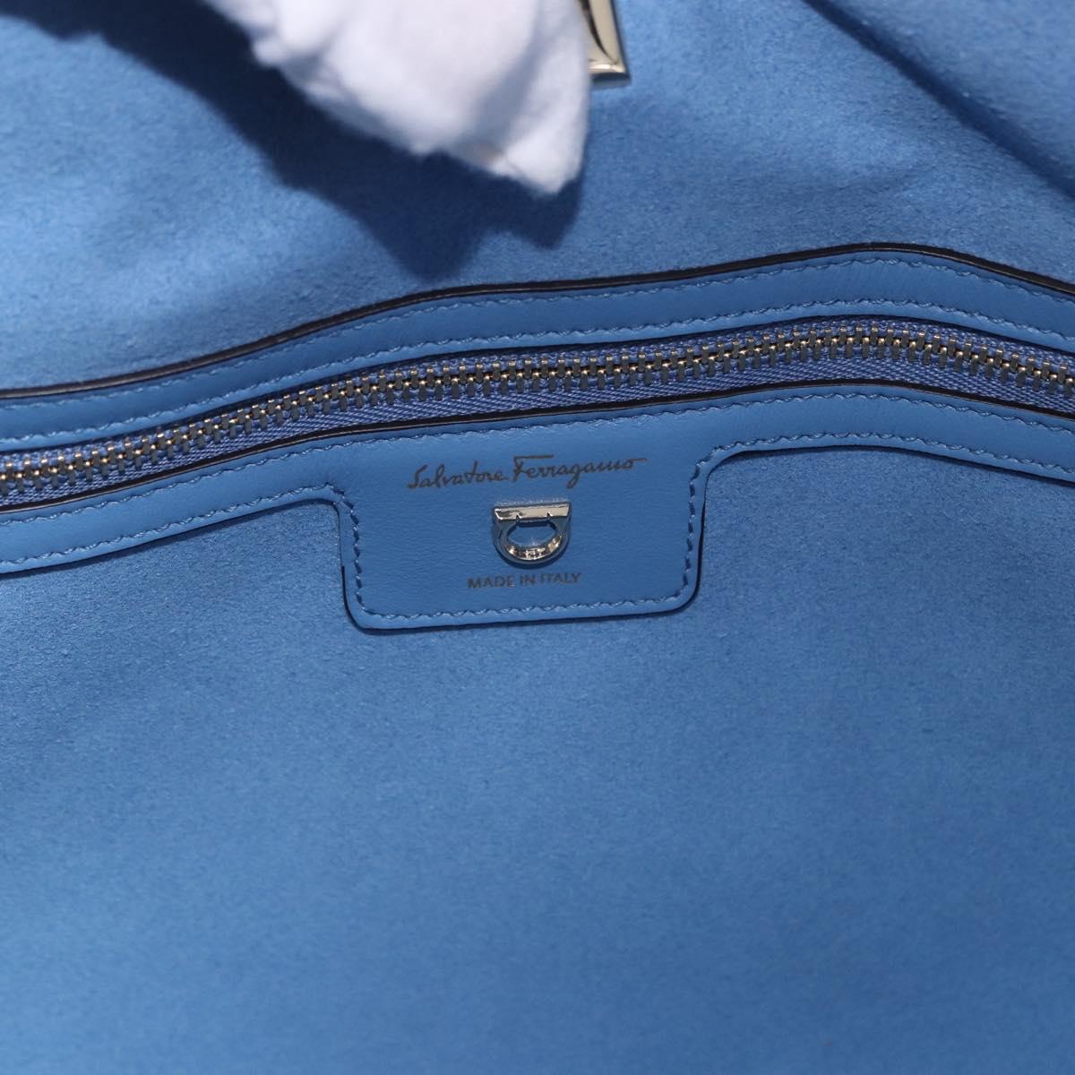 Salvatore Ferragamo Tote Bag Leather Light Blue Multicolor Auth ki6697A