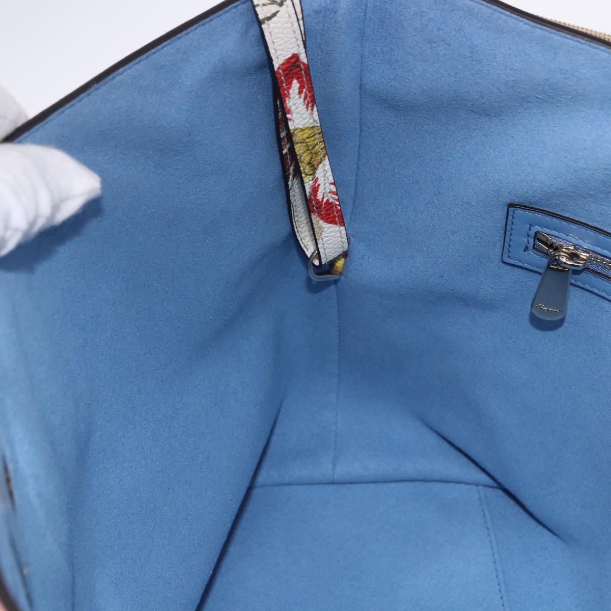 Salvatore Ferragamo Tote Bag Leather Light Blue Multicolor Auth ki6697A