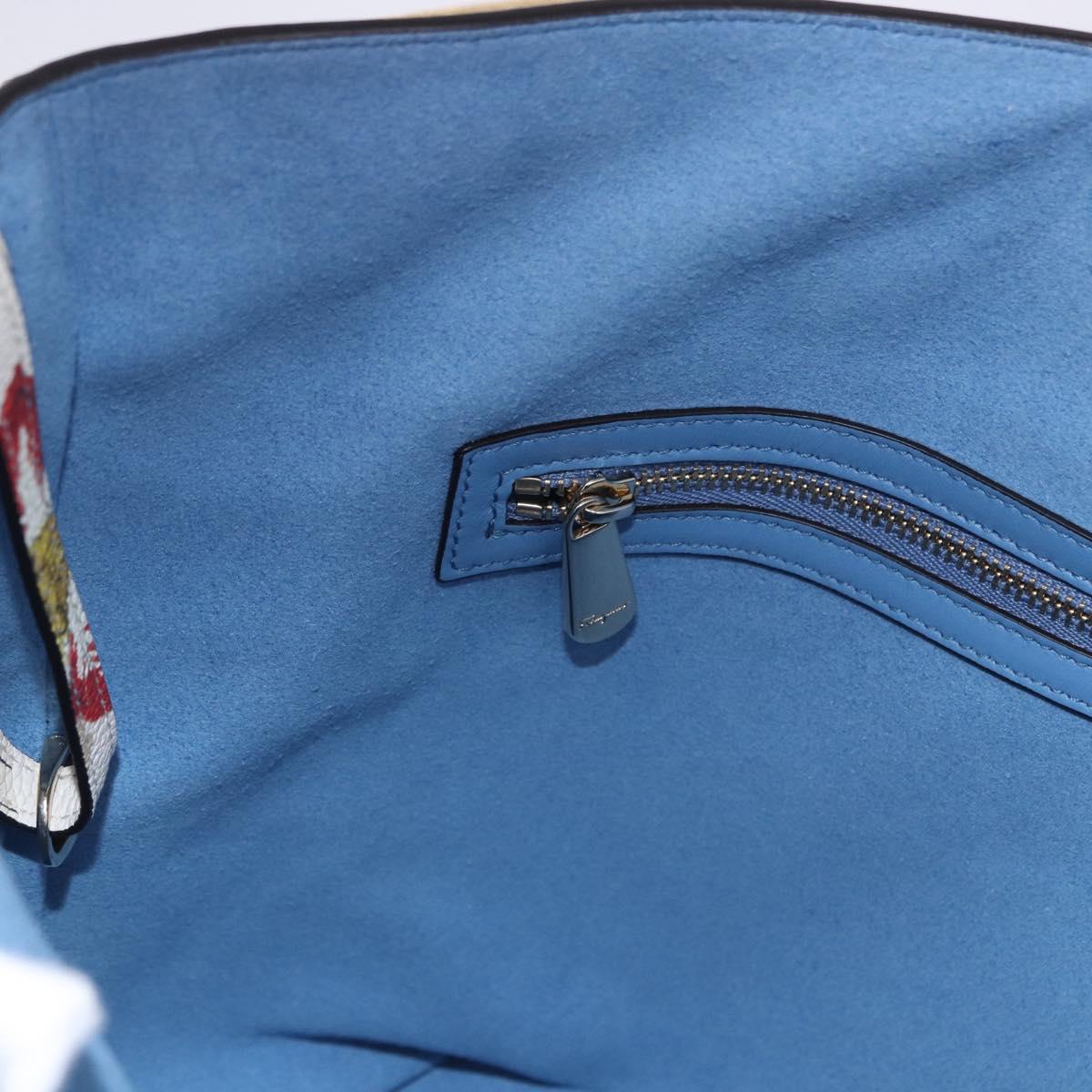Salvatore Ferragamo Tote Bag Leather Light Blue Multicolor Auth ki6697A