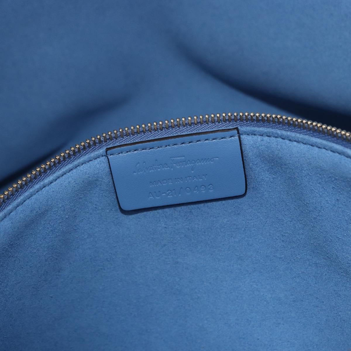 Salvatore Ferragamo Tote Bag Leather Light Blue Multicolor Auth ki6697A