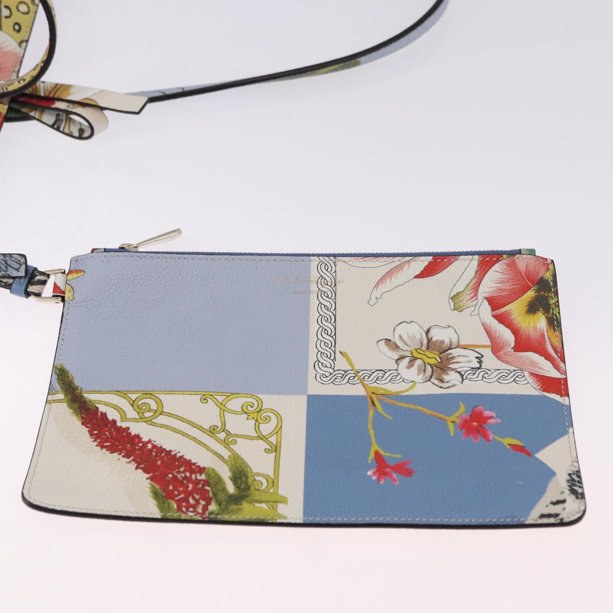 Salvatore Ferragamo Tote Bag Leather Light Blue Multicolor Auth ki6697A
