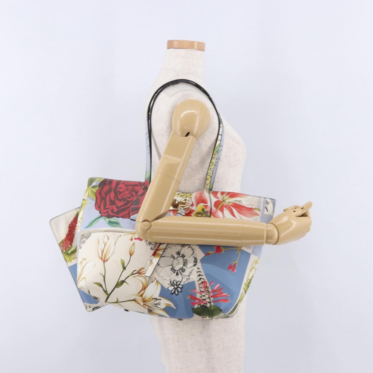 Salvatore Ferragamo Tote Bag Leather Light Blue Multicolor Auth ki6697A