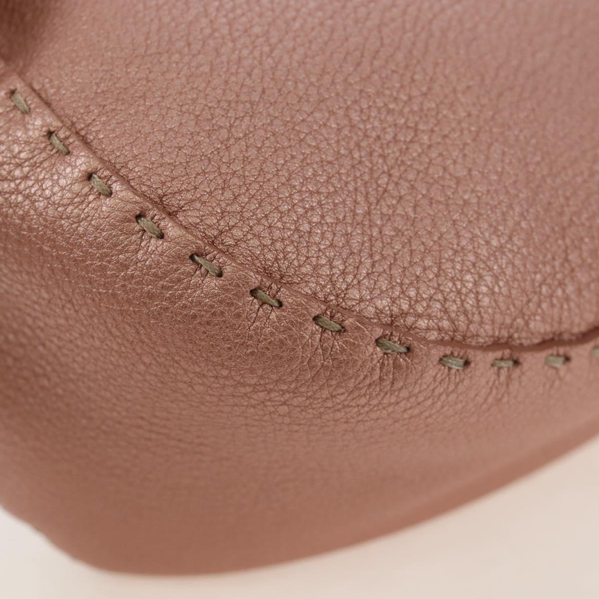 FENDI Celeria Baguette Shoulder Bag Leather Pink Silver Auth ki6700V