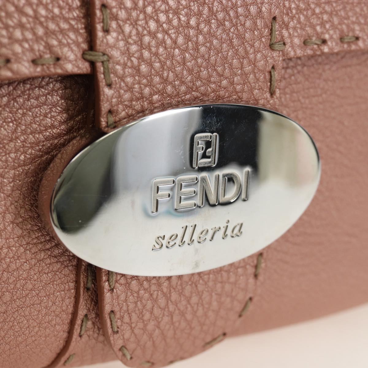 FENDI Celeria Baguette Shoulder Bag Leather Pink Silver Auth ki6700V