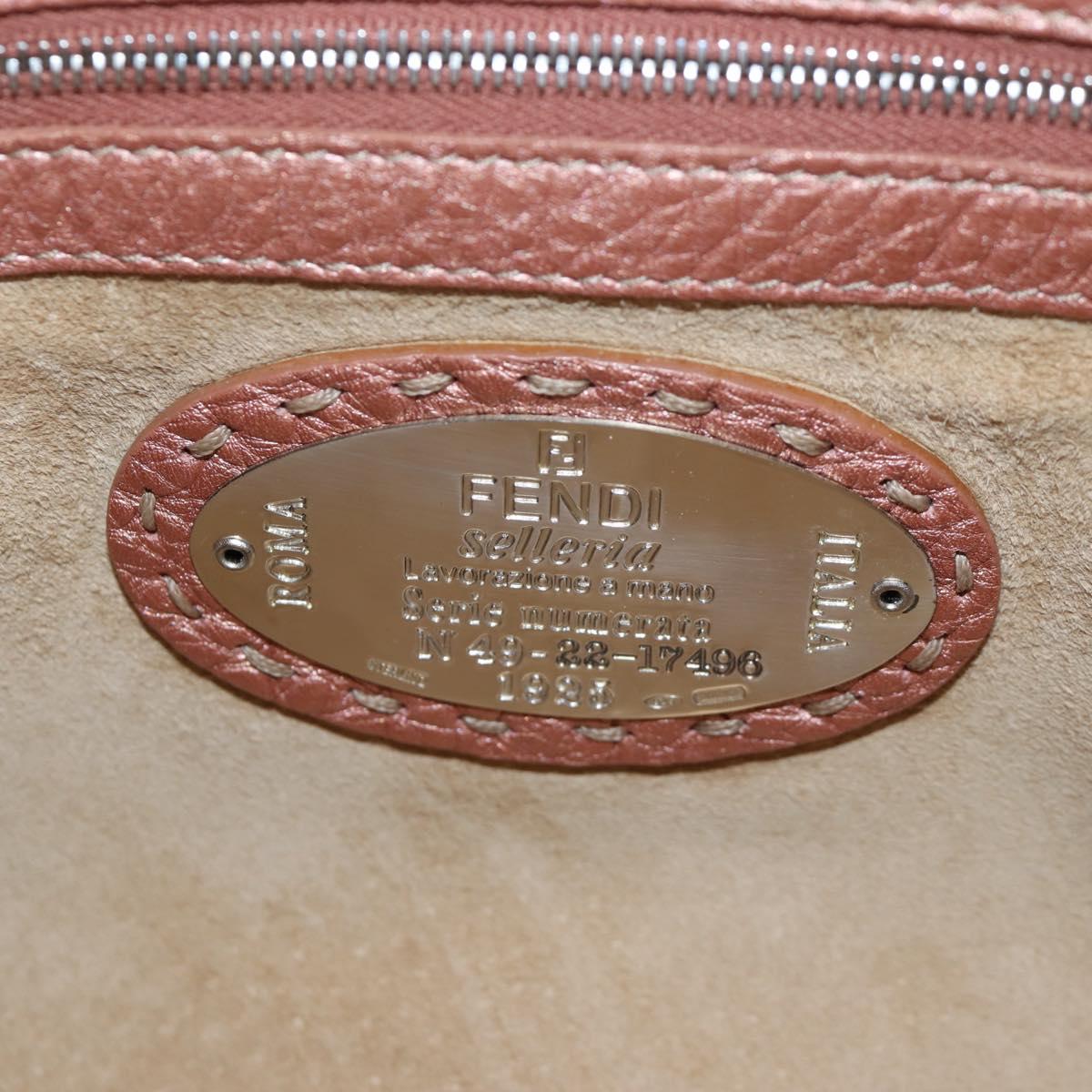 FENDI Celeria Baguette Shoulder Bag Leather Pink Silver Auth ki6700V