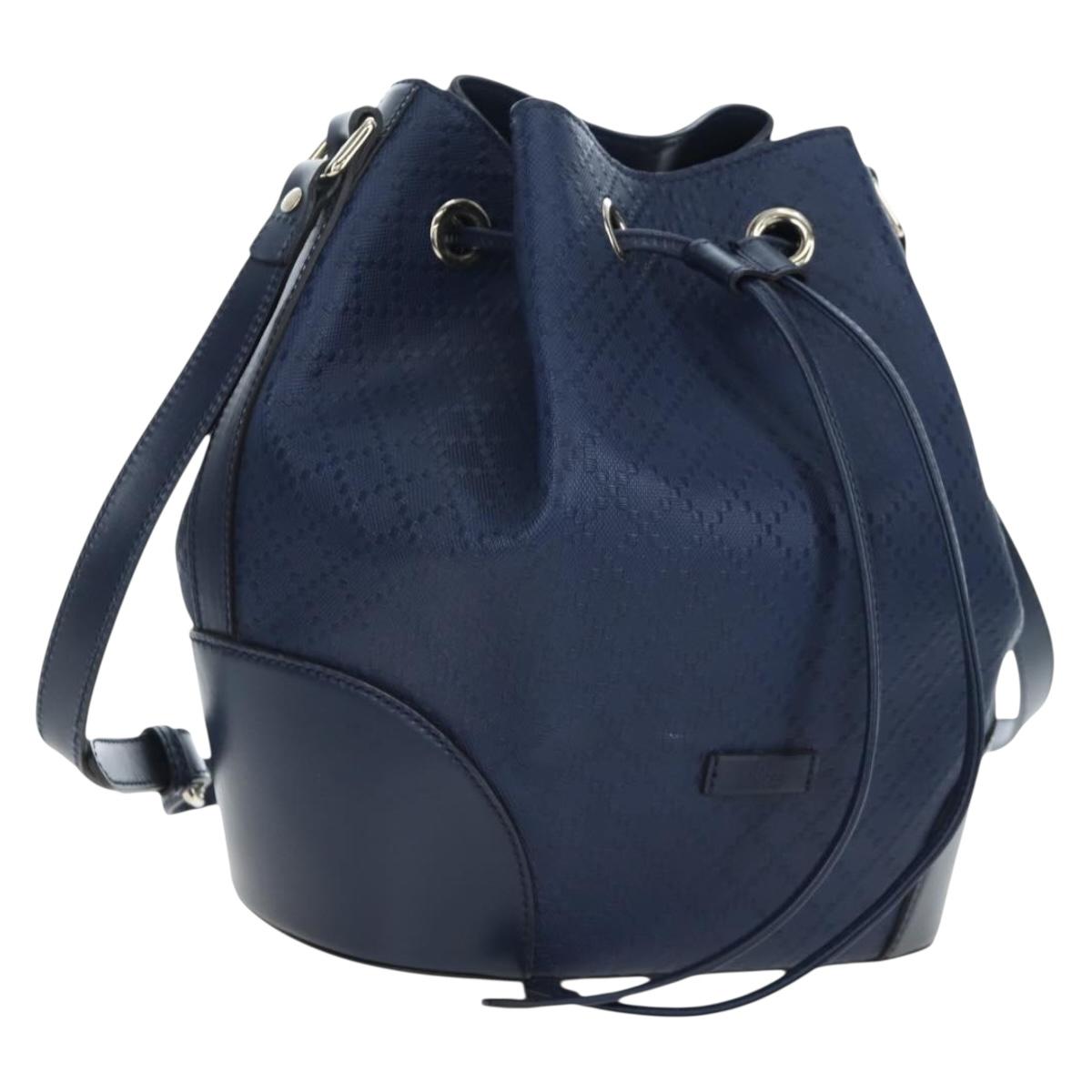 GUCCI Diamante Shoulder Bag Leather 2way Blue Silver 354228 Auth ki6701V