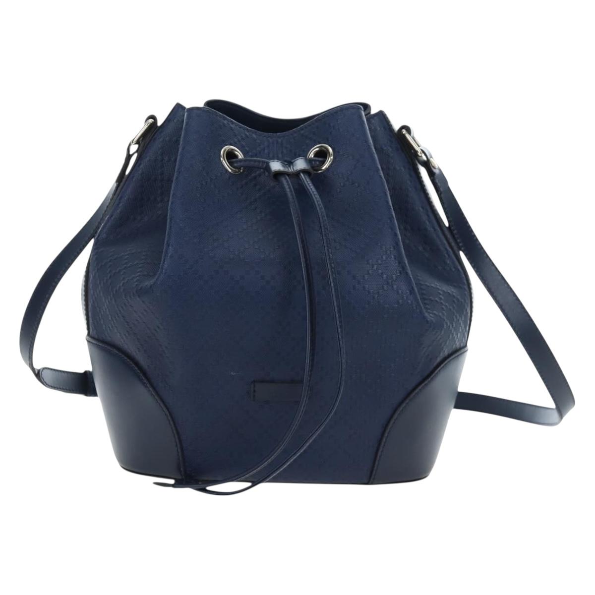 GUCCI Diamante Shoulder Bag Leather 2way Blue Silver 354228 Auth ki6701V