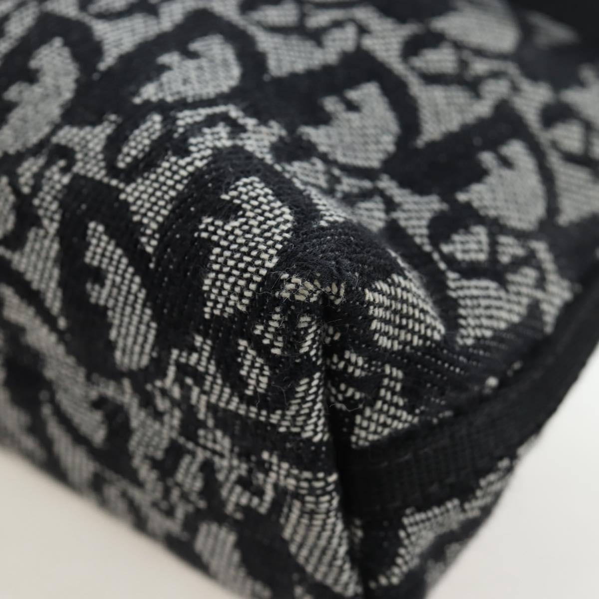 Christian Dior Trotter Canvas Accessory Pouch Black Silver Auth ki6702V