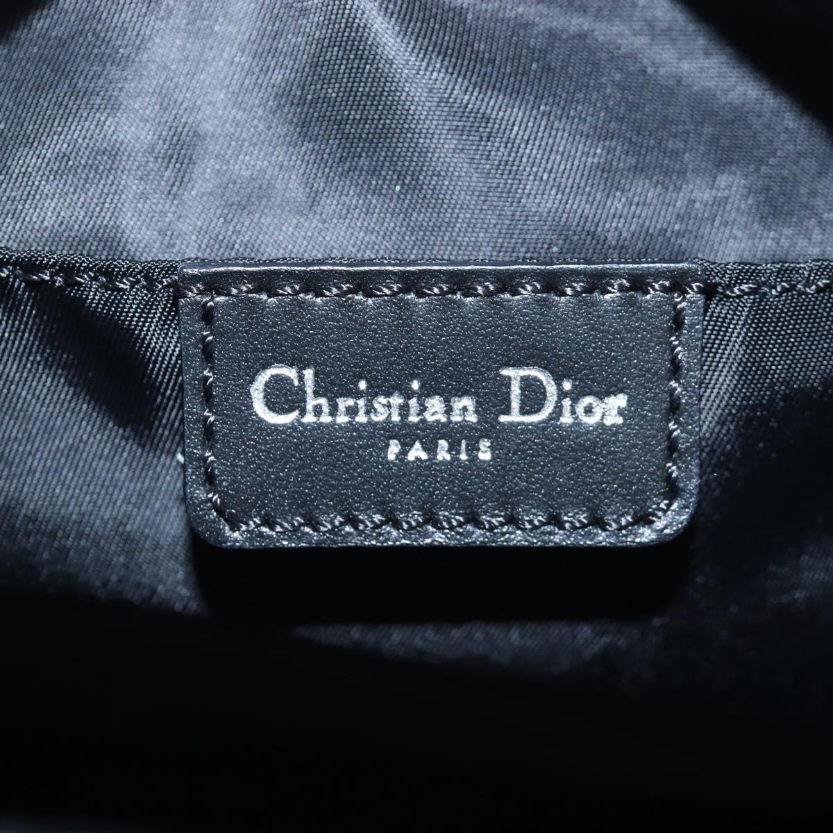 Christian Dior Trotter Canvas Accessory Pouch Black Silver Auth ki6702V