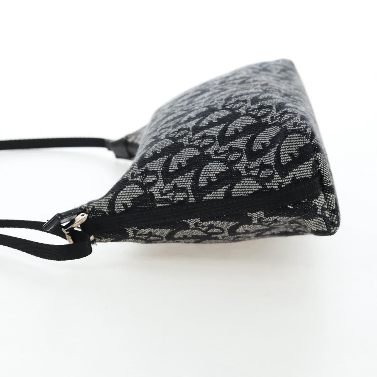 Christian Dior Trotter Canvas Accessory Pouch Black Silver Auth ki6702V