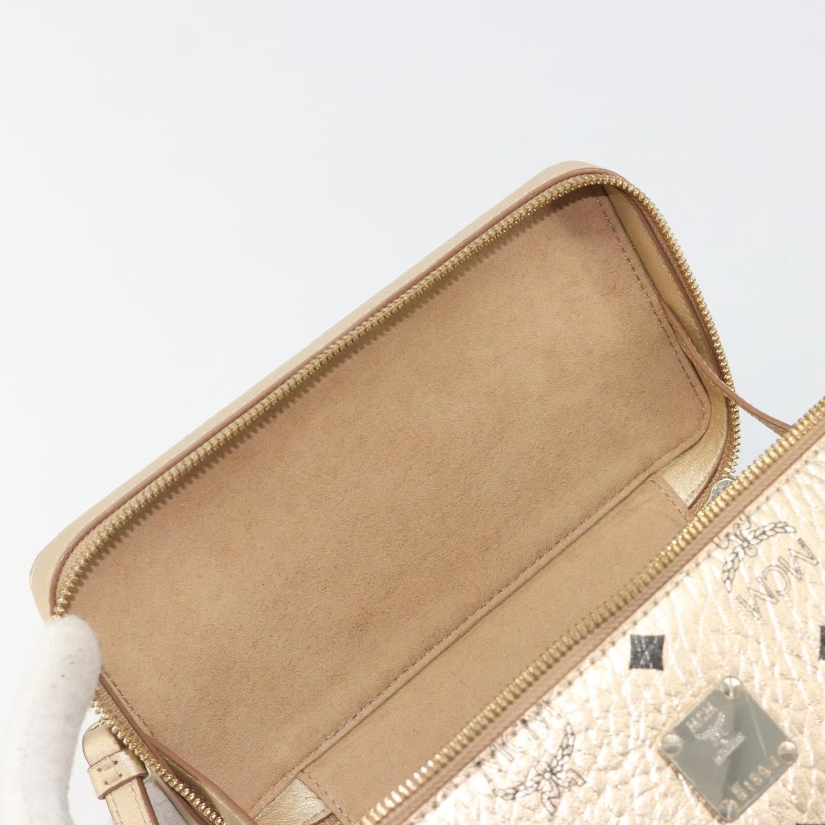 MCM Vanity Shoulder Bag Leather Gold Auth ki6703A