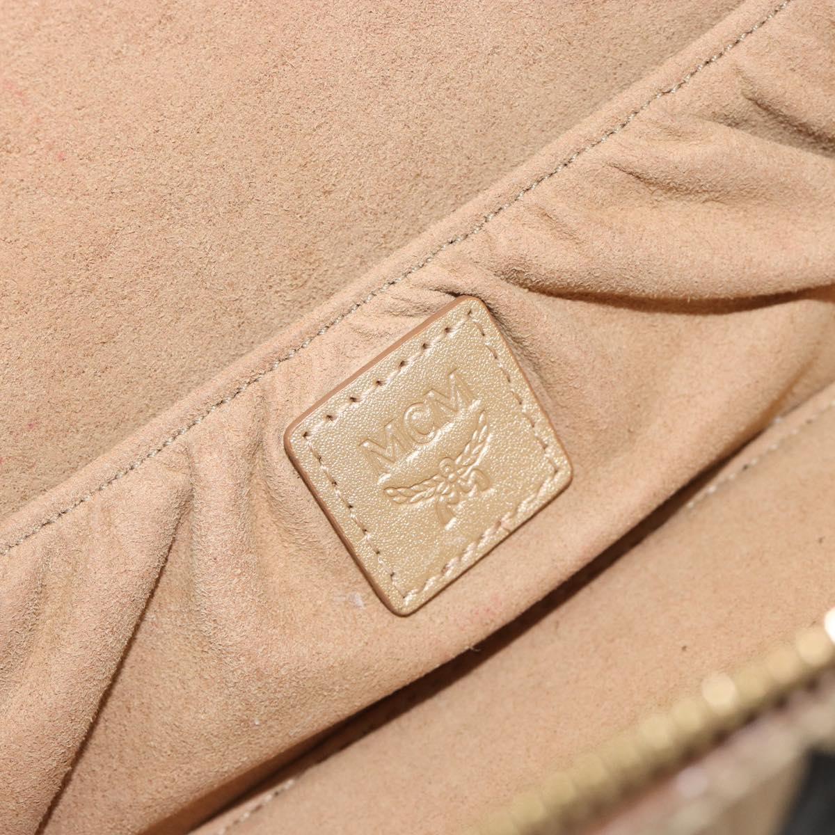 MCM Vanity Shoulder Bag Leather Gold Auth ki6703A