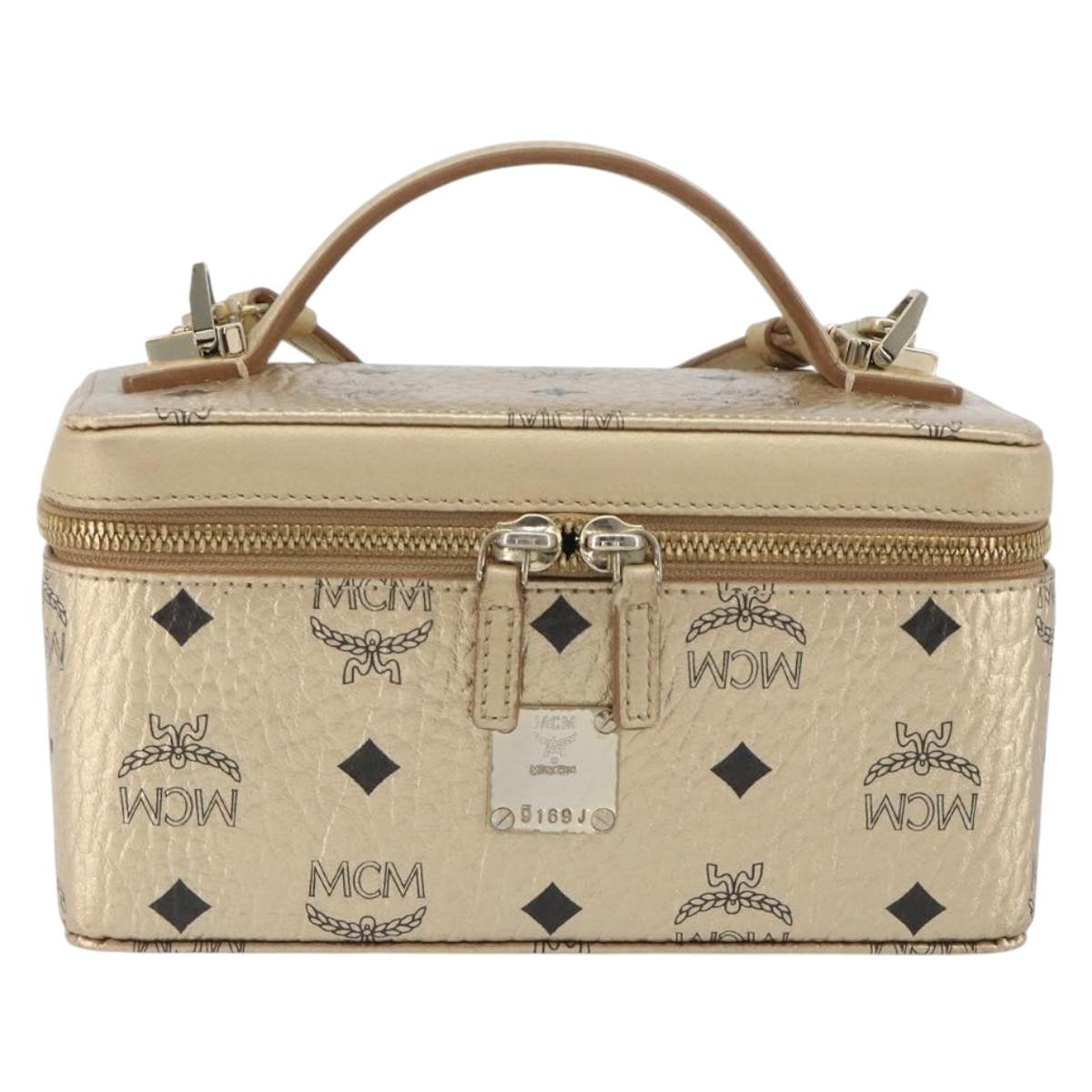 MCM Vanity Shoulder Bag Leather Gold Auth ki6703A