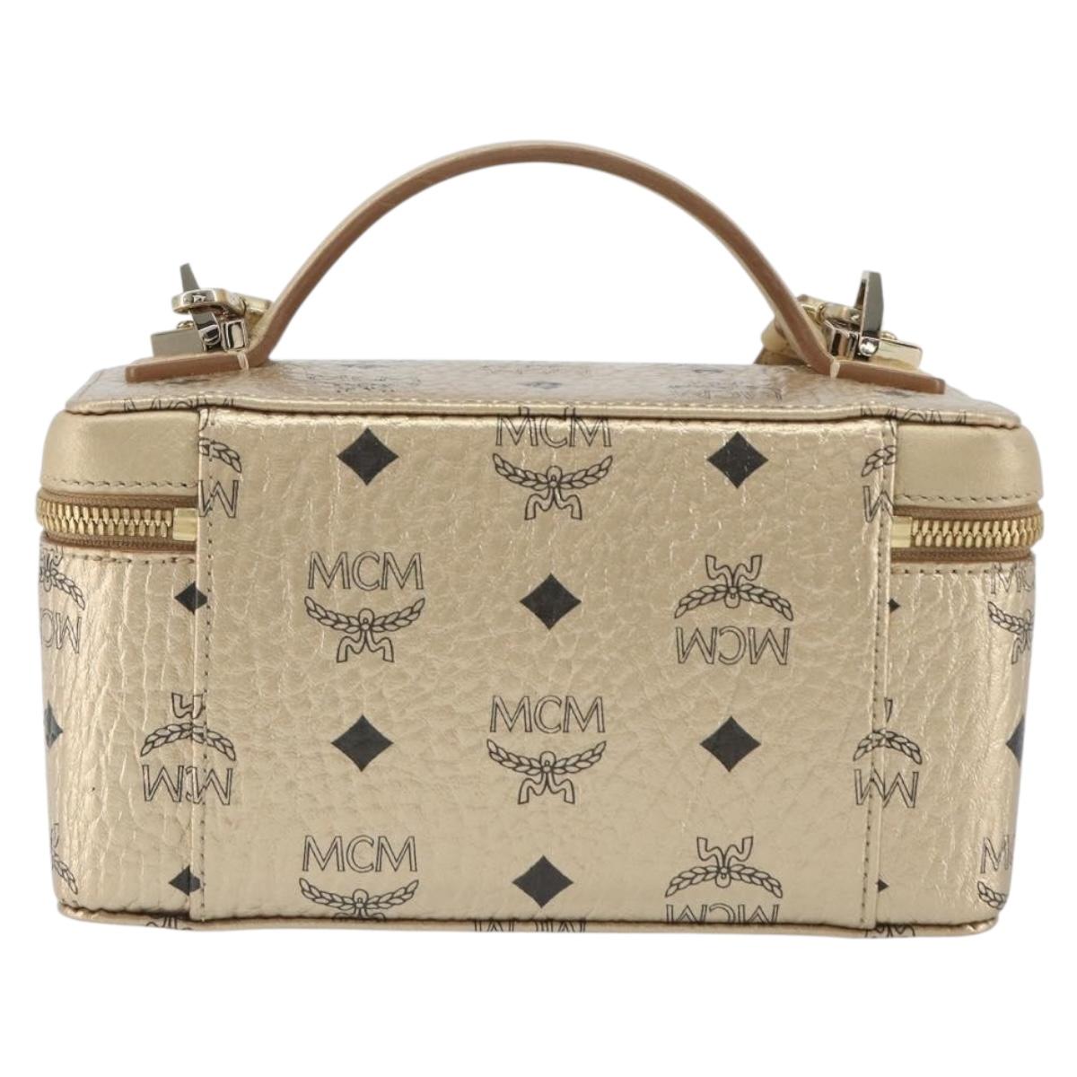 MCM Vanity Shoulder Bag Leather Gold Auth ki6703A