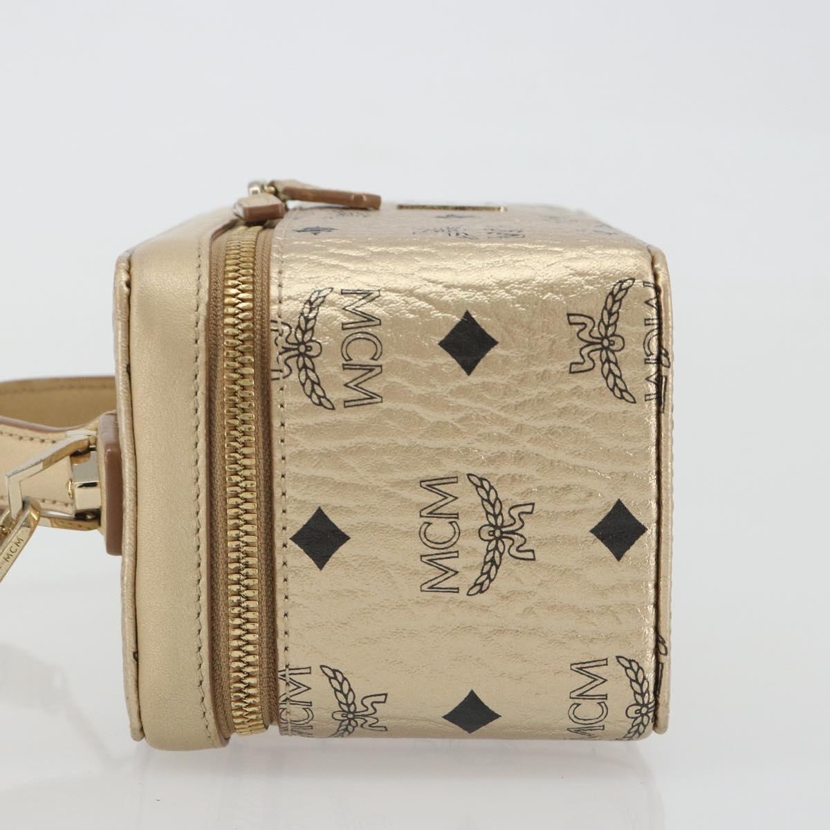 MCM Vanity Shoulder Bag Leather Gold Auth ki6703A