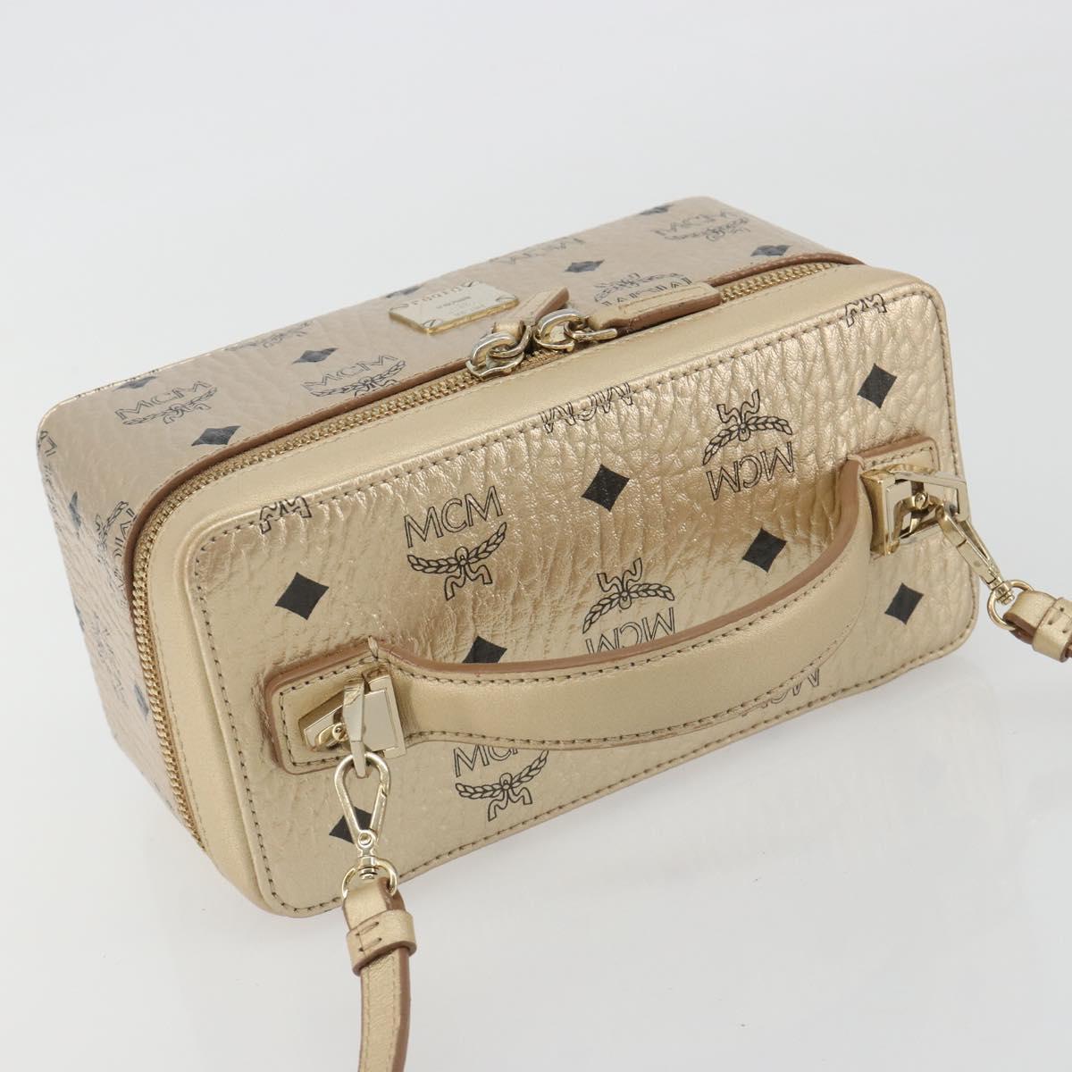 MCM Vanity Shoulder Bag Leather Gold Auth ki6703A