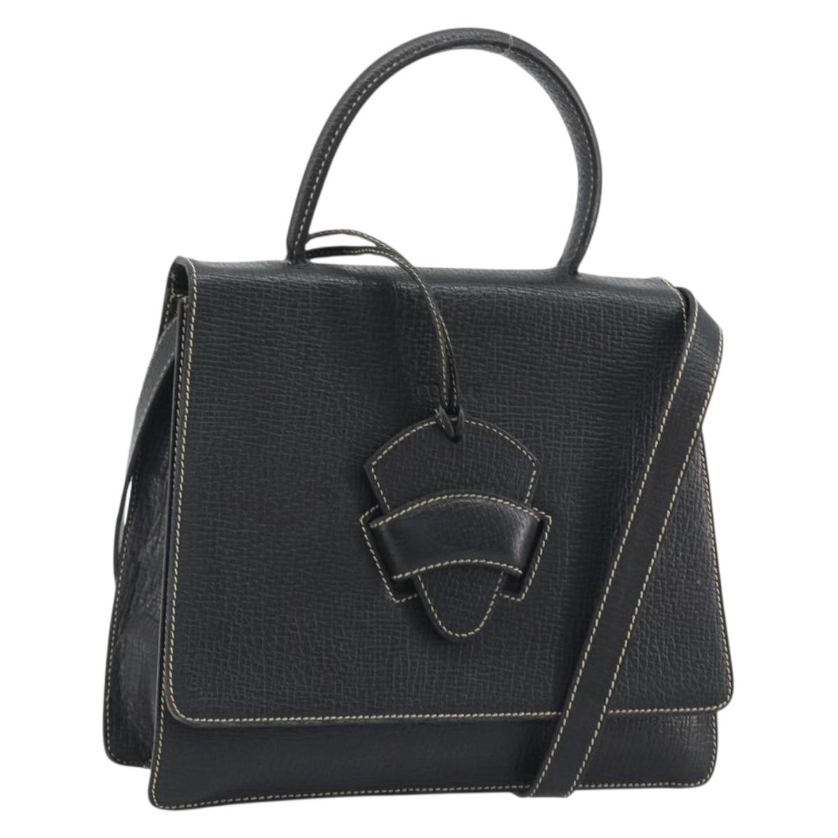 LOEWE Velazquez Hand Bag Leather 2way Black Auth ki6705A